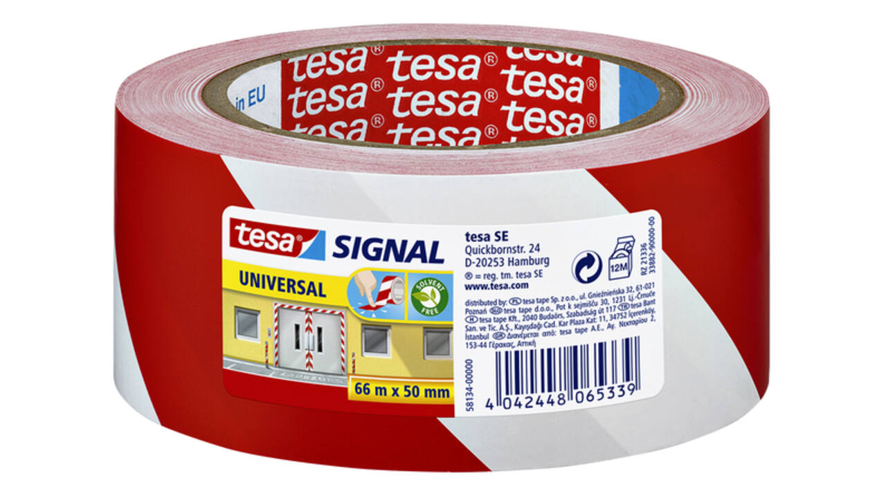 Waarschuwings- en markeringstape tesa® Signal Universal 66mx50mm rood/wit