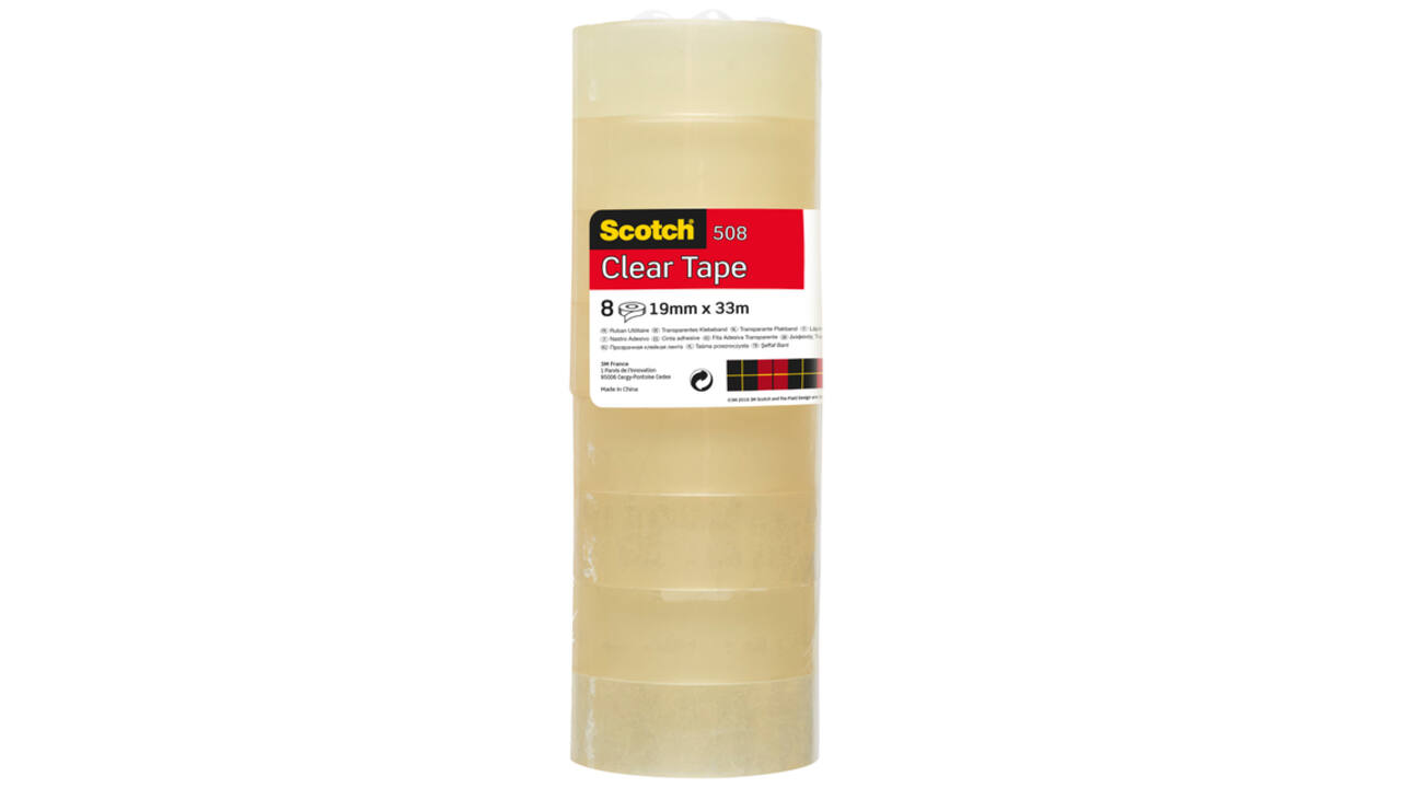 Plakband Scotch 508 19mmx33m transparant 8 rollen