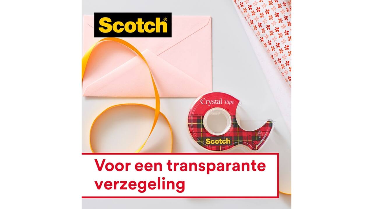 Plakband Scotch Crystal 600 19mmx33m transparant 12+2 gratis