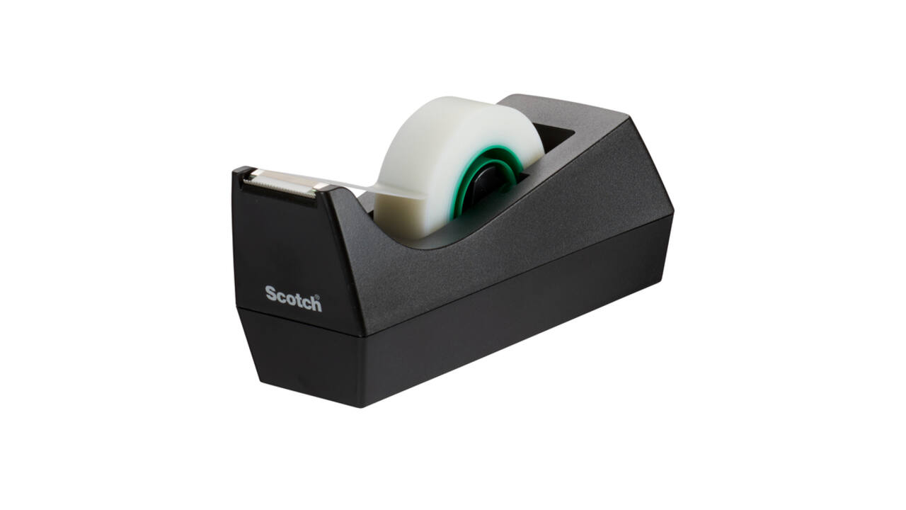 Plakbandhouder Scotch C38 recycled zwart + 3rol magic tape 900 19mmx33m