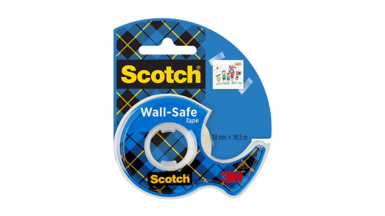 Plakband Scotch 19mmx16.5m Wall Safe + handdispenser