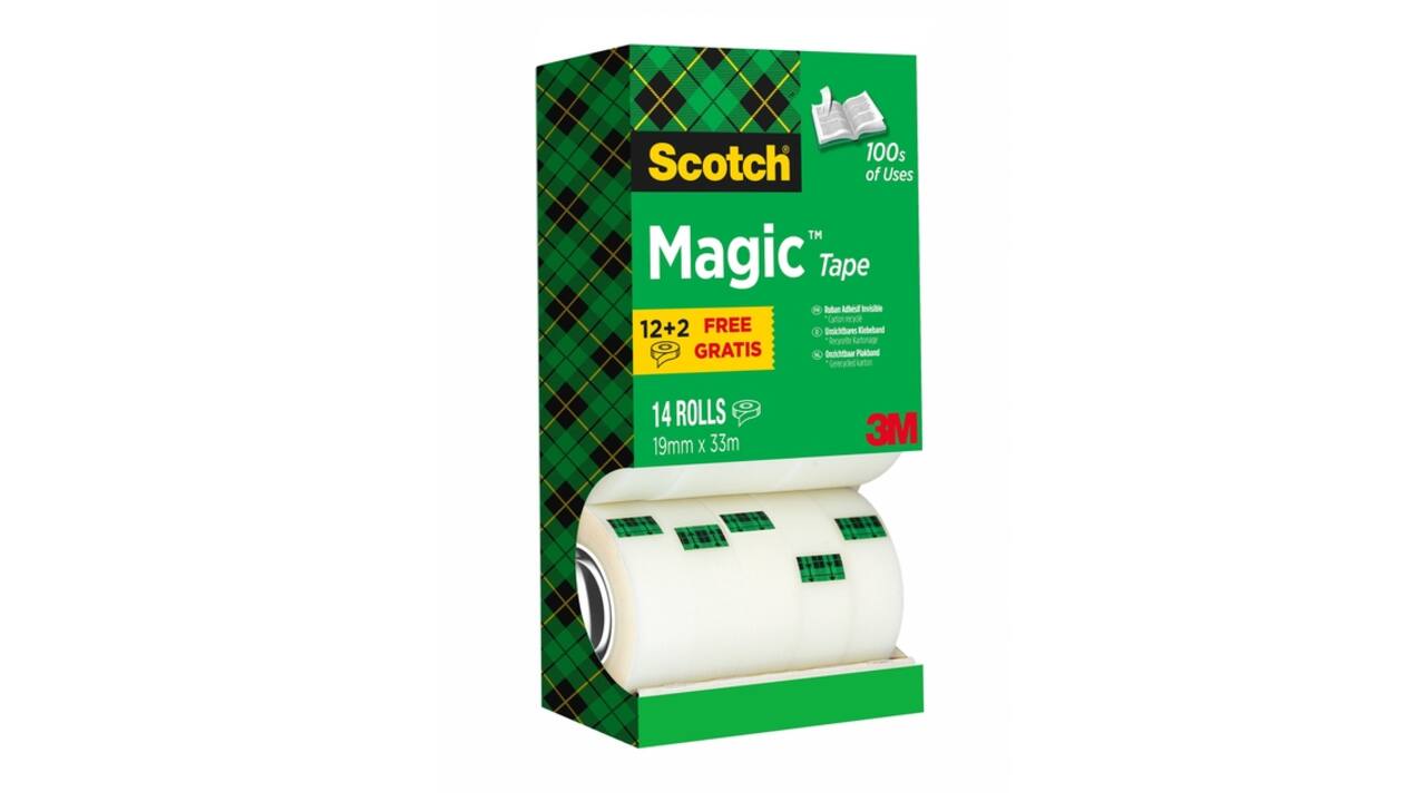 Plakband Scotch Magic 810 19mmx33m onzichtbaar mat 12+2 gratis