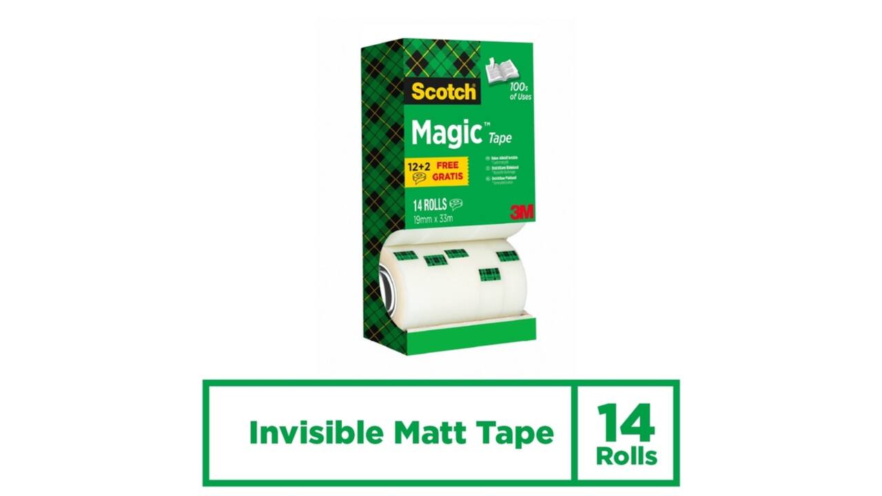 Plakband Scotch Magic 810 19mmx33m onzichtbaar mat 12+2 gratis