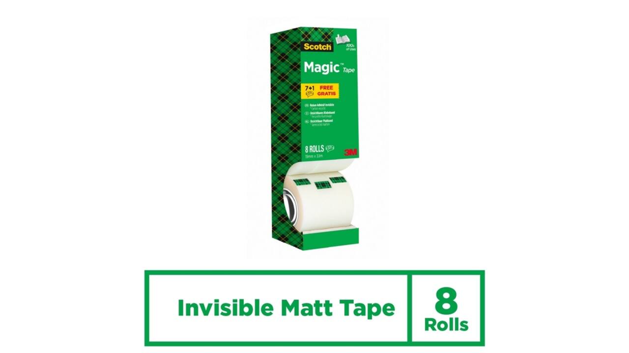 Plakband Scotch Magic 810 19mmx33m onzichtbaar mat 7+1 gratis