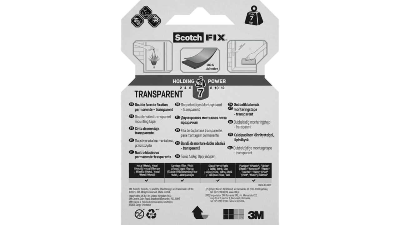 Plakband Scotch dubbelzijdig 19mmx1.5m transparant