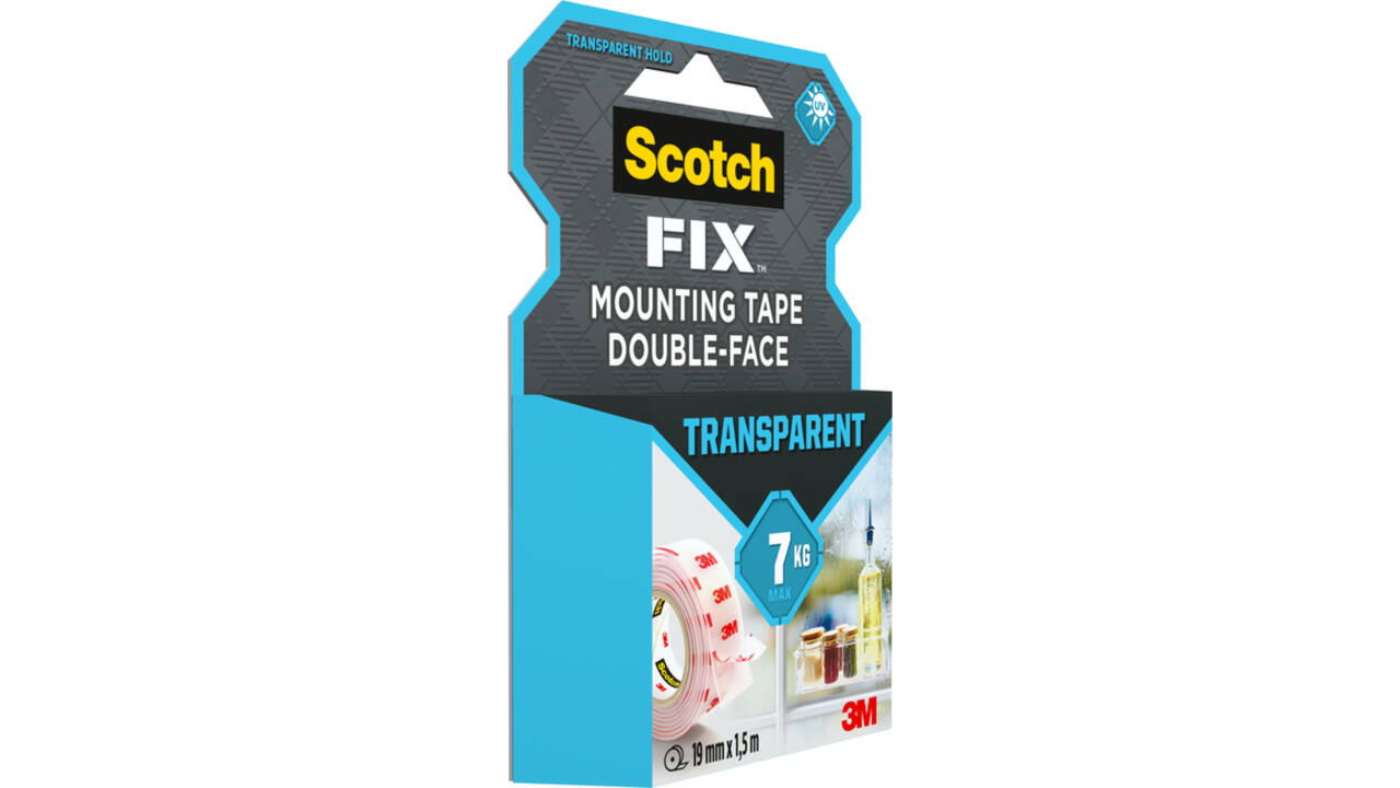 Plakband Scotch dubbelzijdig 19mmx1.5m transparant