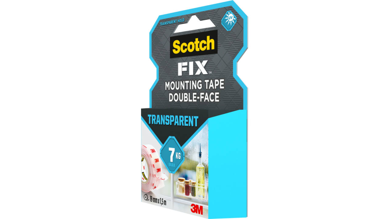 Plakband Scotch dubbelzijdig 19mmx1.5m transparant