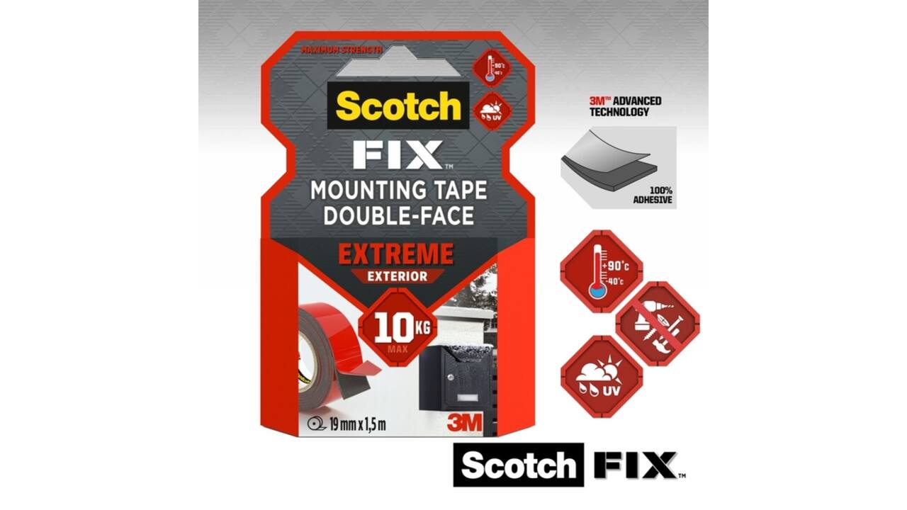 Plakband Scotch Extreme Exterior 19mm x 1,5m dubbelzijdig