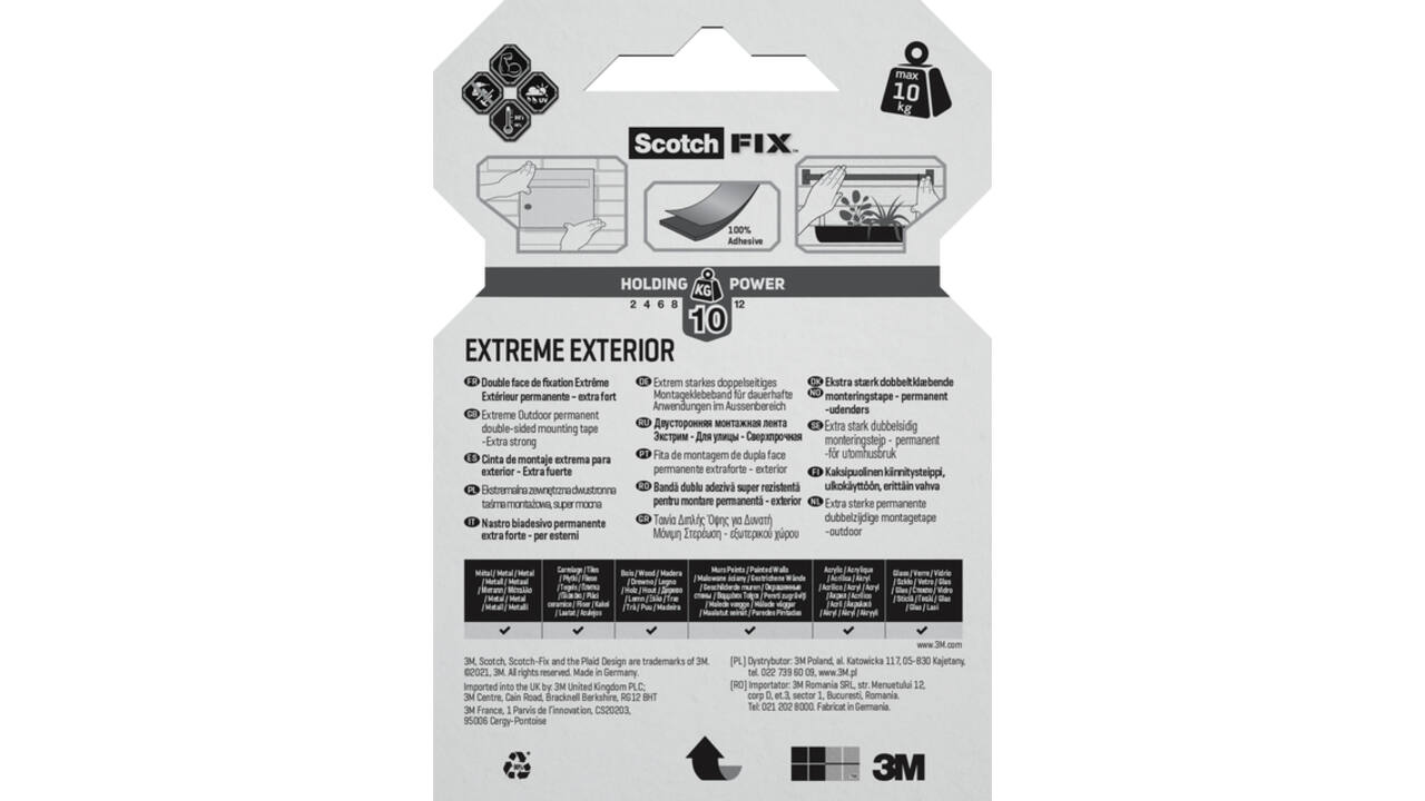 Plakband Scotch Extreme Exterior 19mm x 1,5m dubbelzijdig