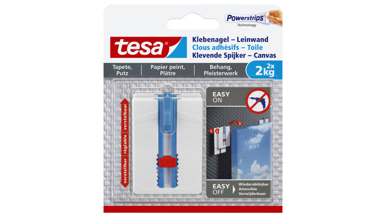 Klevende spijker tesa® canvas- behang en pleisterwerk 2kg wit 2 stuks