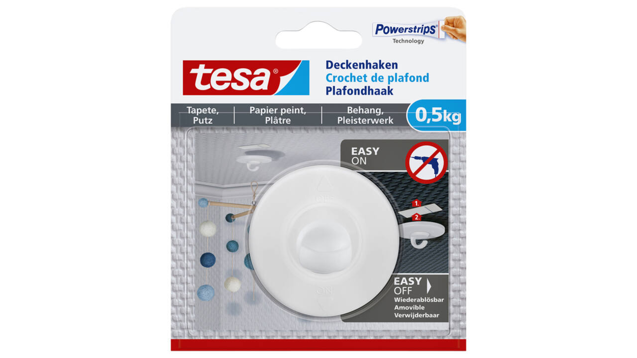 Plafondhaak tesa® behang & pleisterwerk zelfklevend 0,5 kg