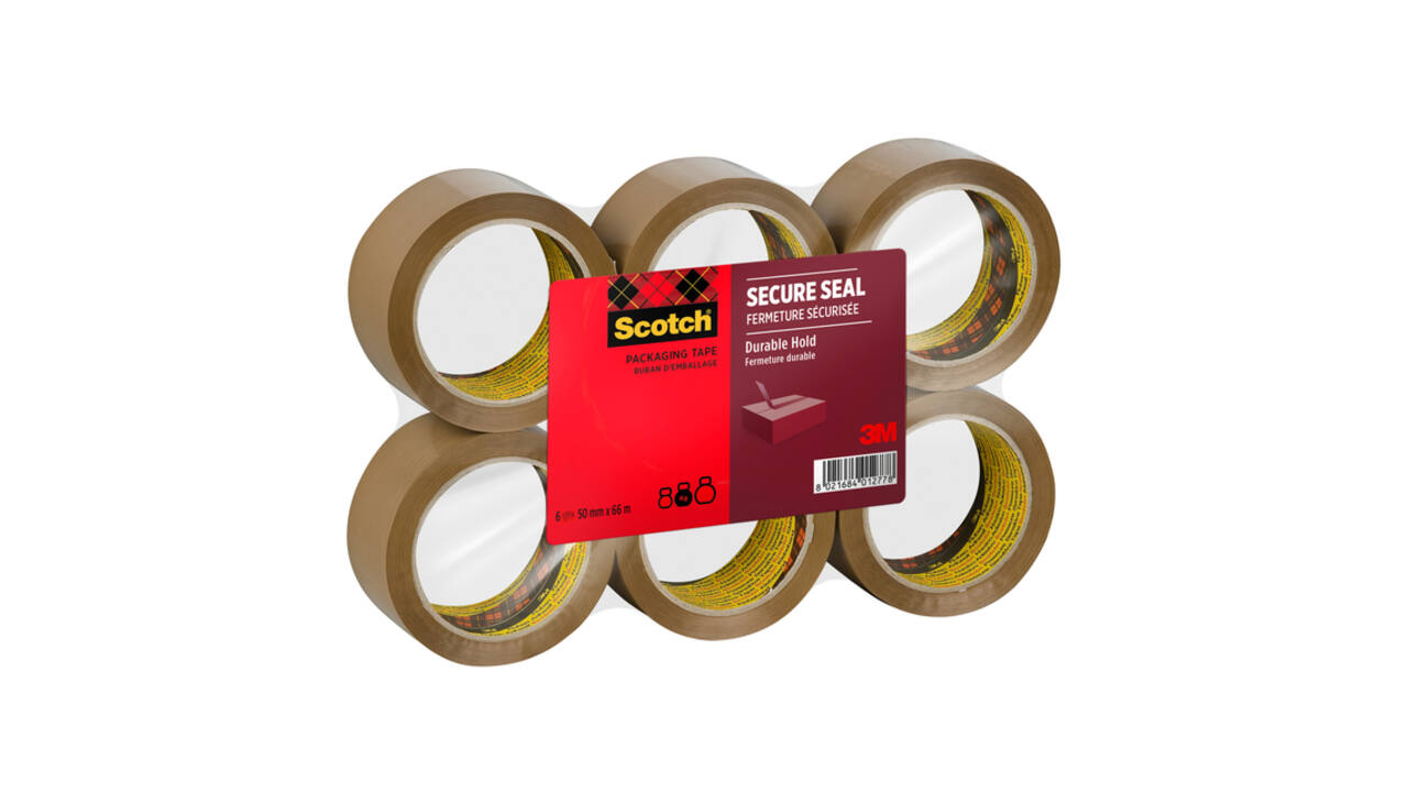 Verpakkingstape Scotch Secure Seal 50mmx66m bruin 6 rollen