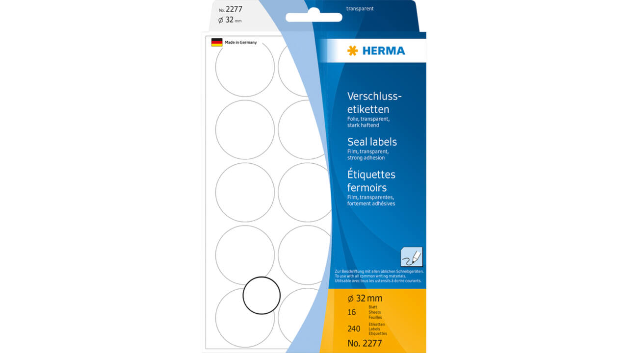 Etiket HERMA 2277 rond 32mm transparant 240 stuks
