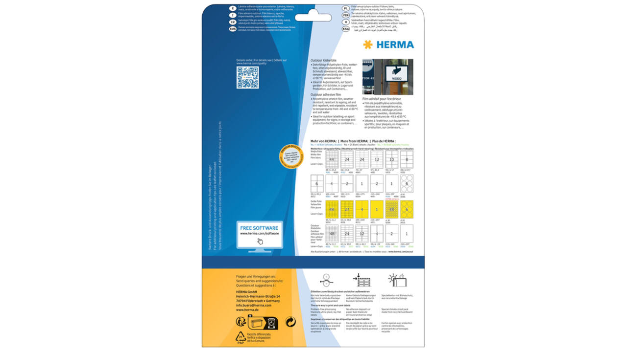 Etiket HERMA 9532 63.5x33.9mm weerbestendig wit 240 stuks