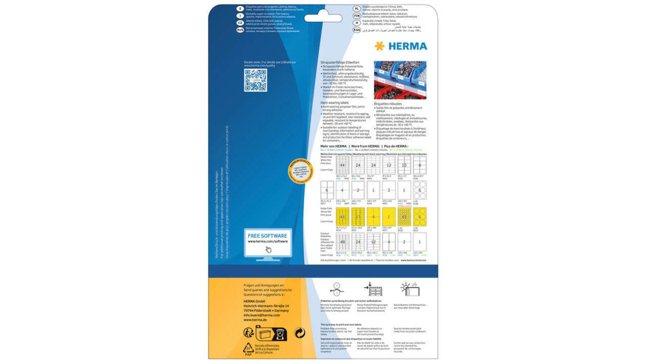 Etiket HERMA 8034 30mm rond weerbestendig geel 1200 stuks