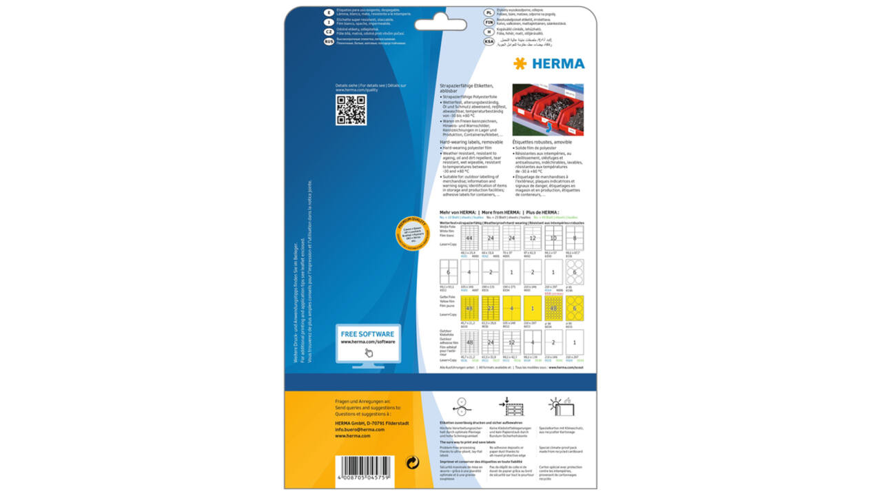 Etiket HERMA 4575 99.1x67.7mm folie wit 160 stuks
