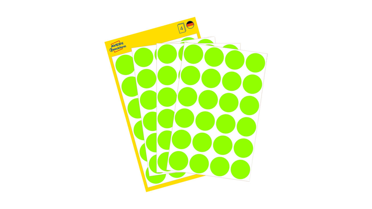 Etiket Avery 3174 rond 18mm lichtgroen 96 stuks