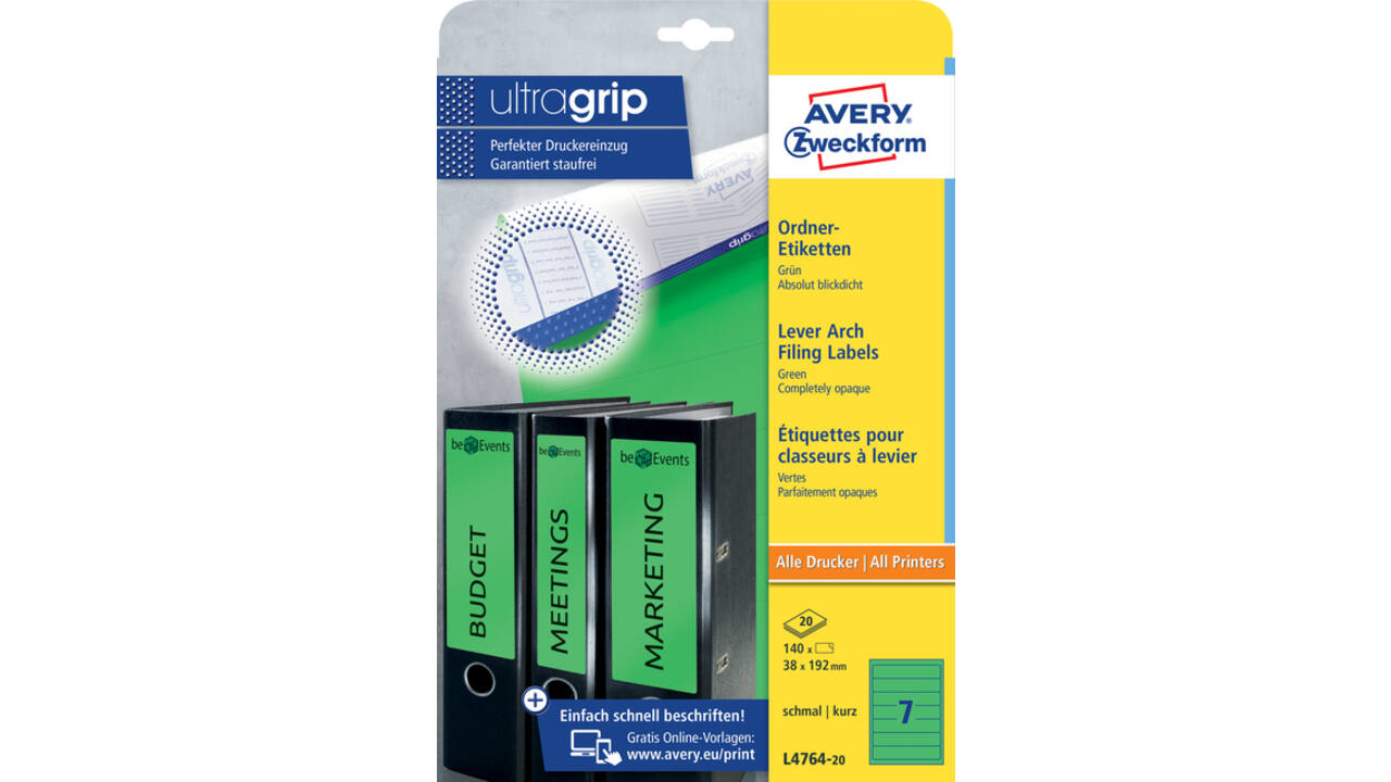 Rugetiket Avery smal 38x192mm zelfklevend groen