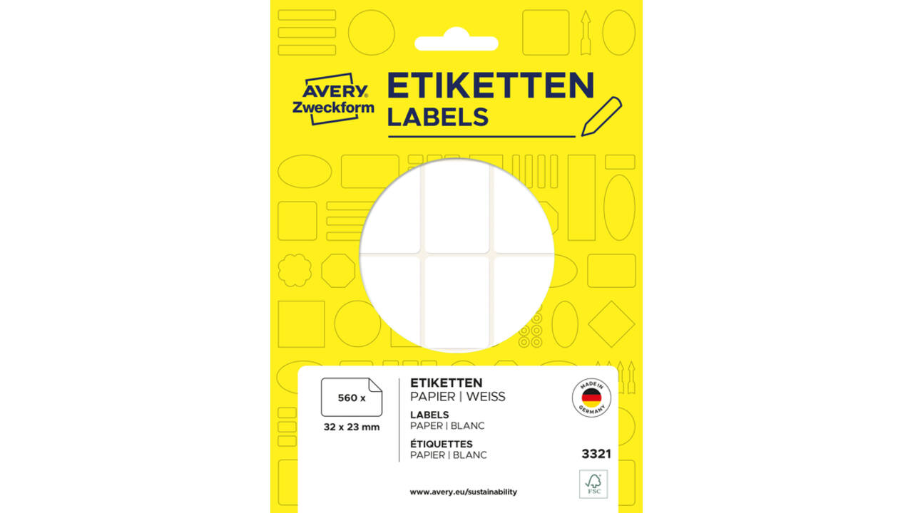 Etiket Avery 3321 32x23mm wit 560 stuks