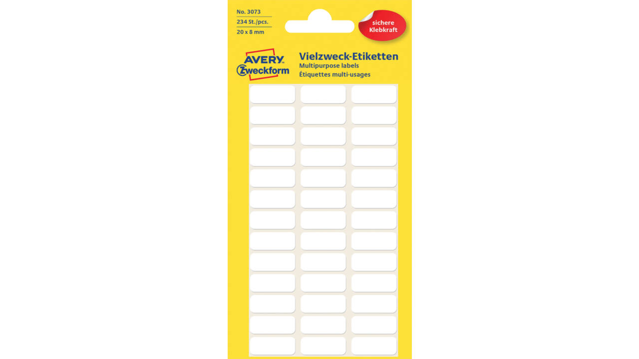 Etiket Avery 3073 20x8mm wit 234 stuks