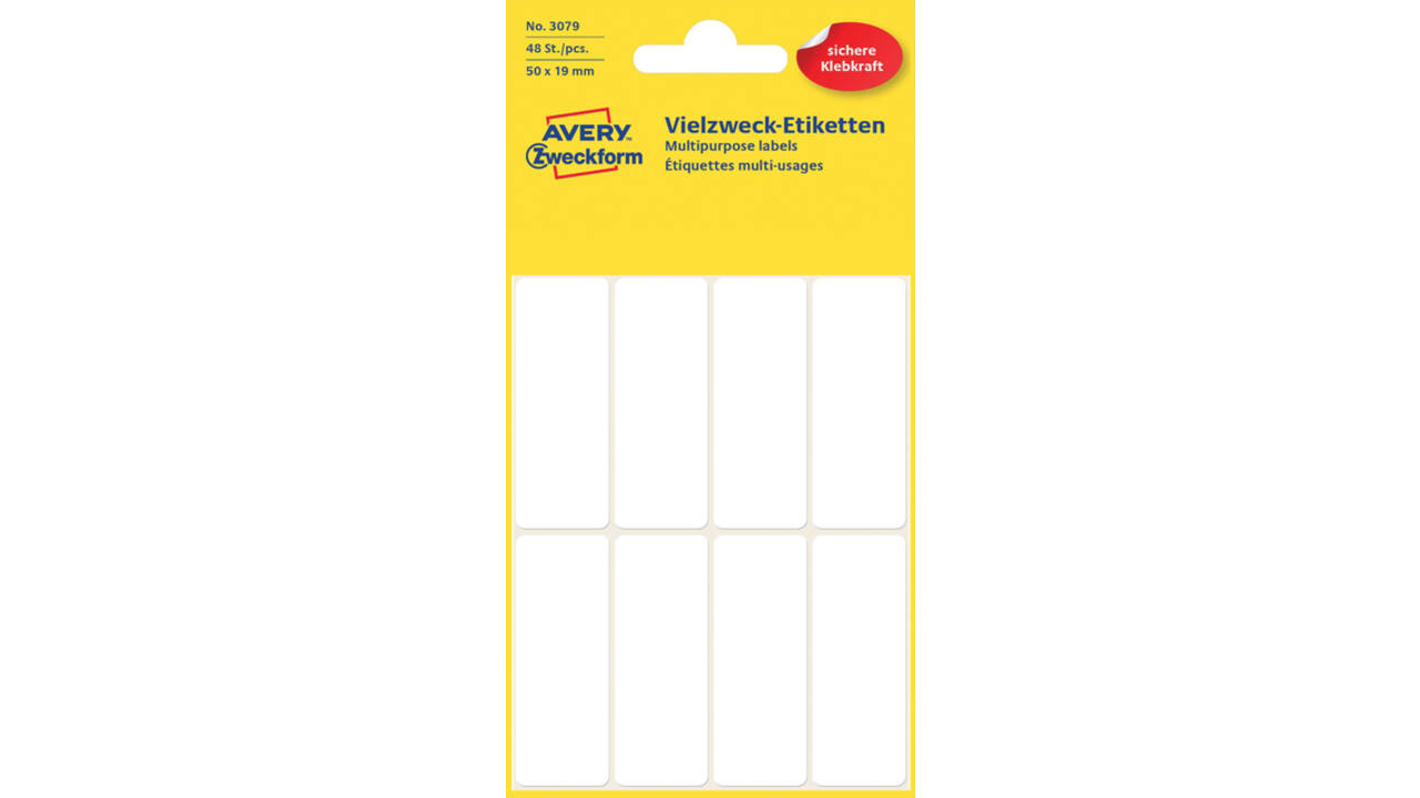 Etiket Avery 3079 50x19mm wit 48 stuks