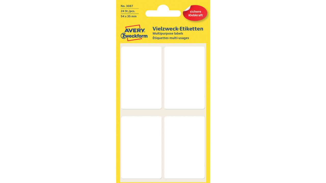 Etiket Avery 3087 54x35mm wit 24 stuks