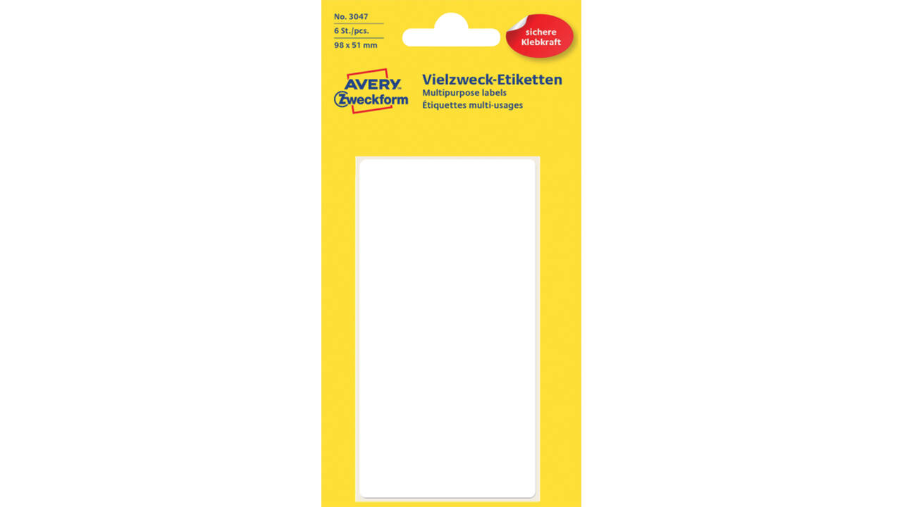 Etiket Avery 3047 98x51mm wit 6 stuks