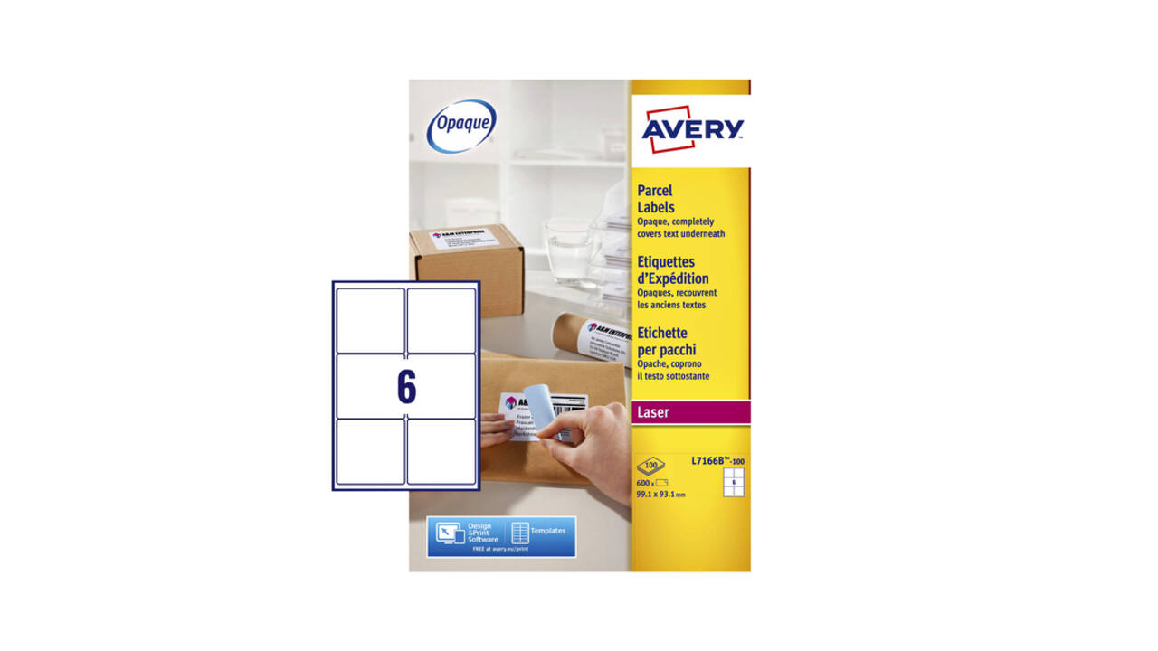 Etiket Avery L7166B-100 99.1x93.1mm blockout 600 stuks