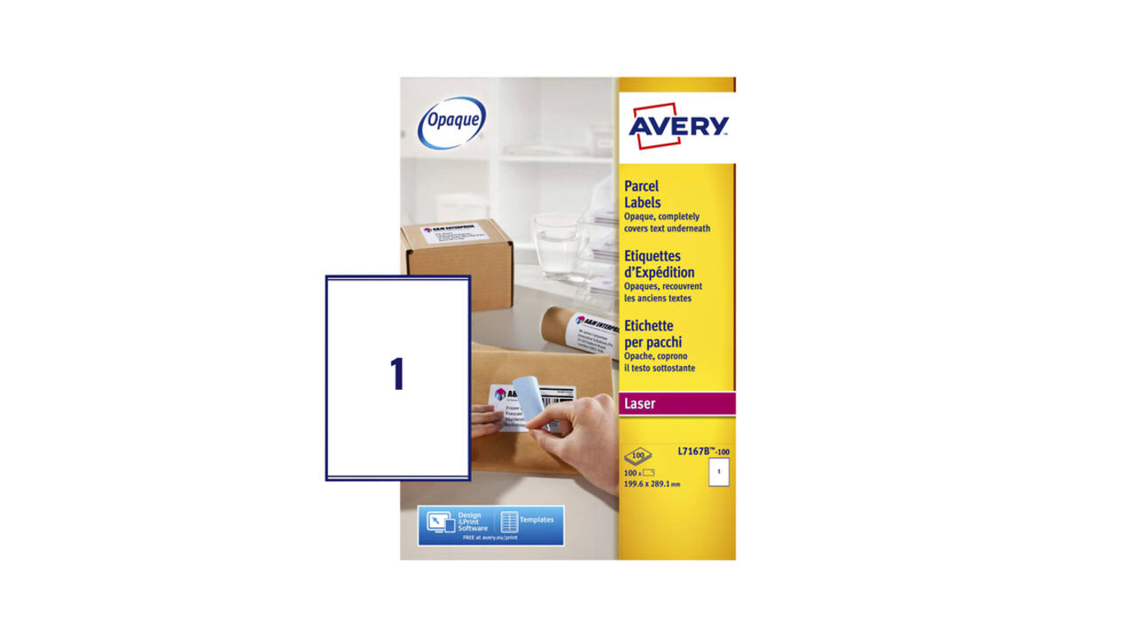 Etiket Avery L7167B-100 199.6x289.1mm blockout 100 stuks