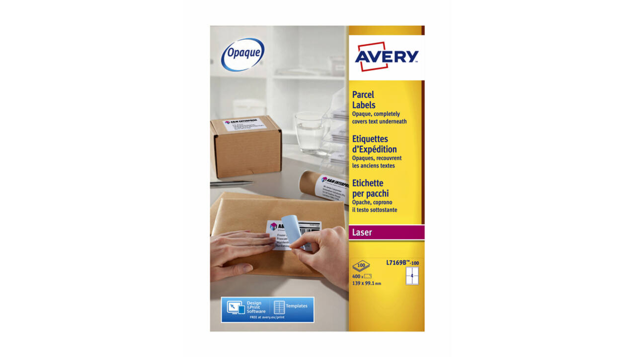 Etiket Avery L7169B-100 99.1x139mm blockout 400 stuks