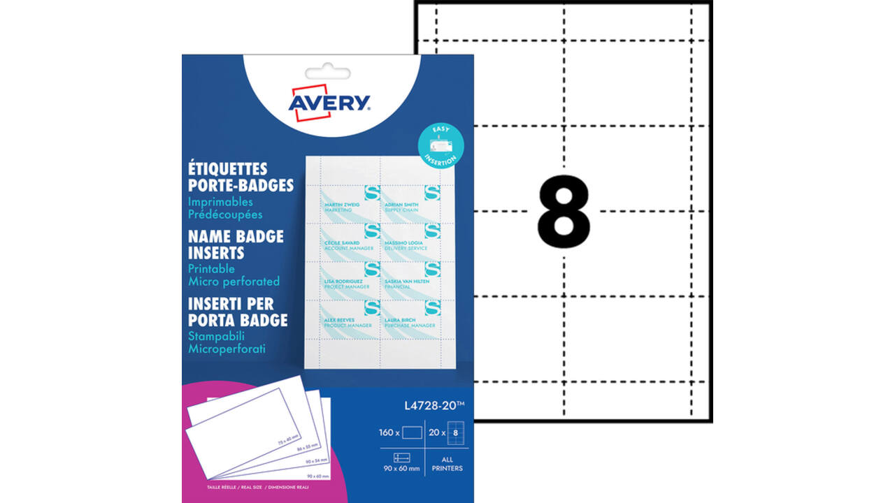 Badgekaart Avery L4728-20 60x90mm microperforatie 20 vel