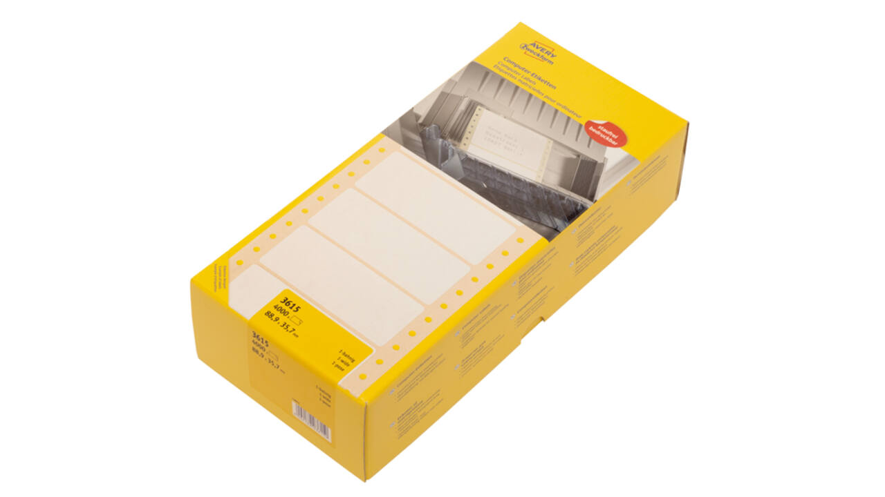 Etiket Avery 3615 88.9x35.7mm 1-baans wit 4000 stuks