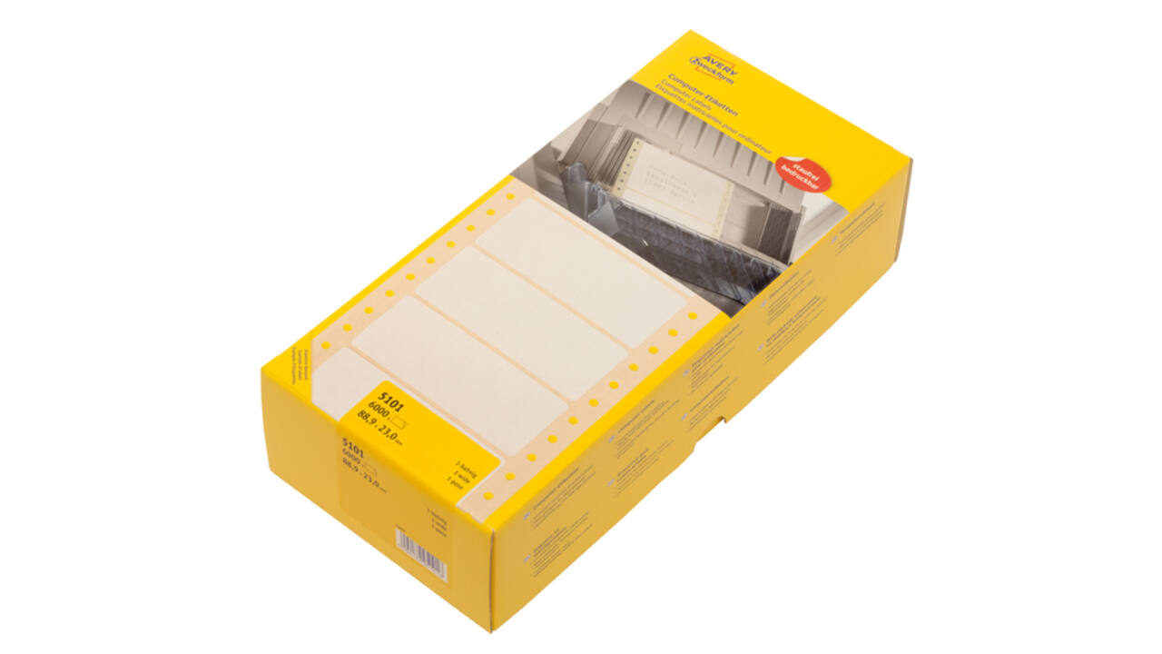 Etiket Avery 5101 88.9x23mm 1-baans wit 6000 stuks