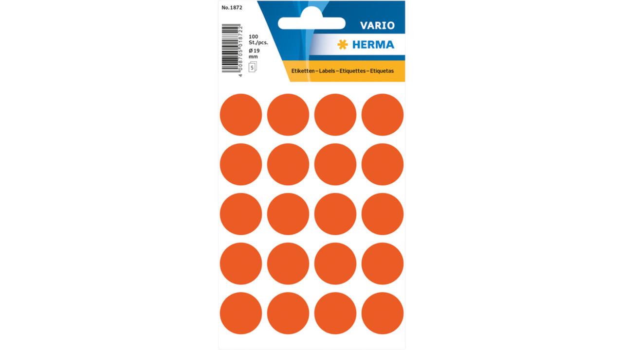 Etiket HERMA 1872 rond 19mm rood 100 stuks