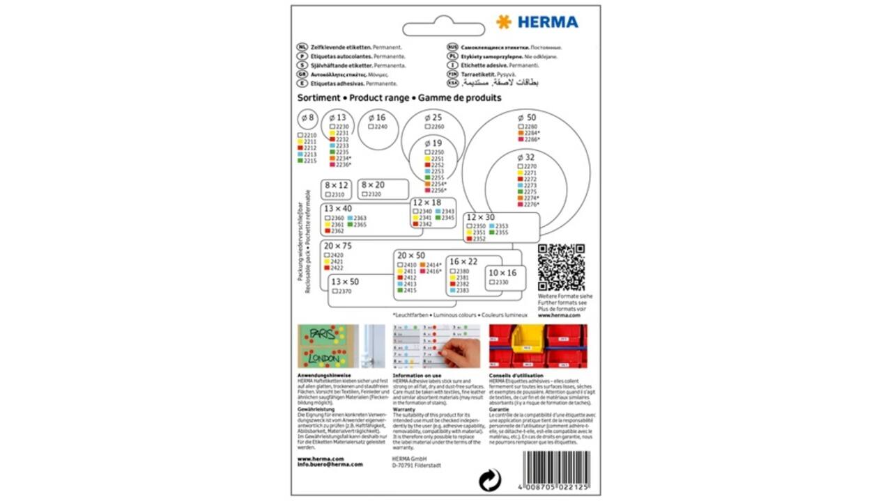 Etiket HERMA 2212 rond 8mm rood 5632 stuks