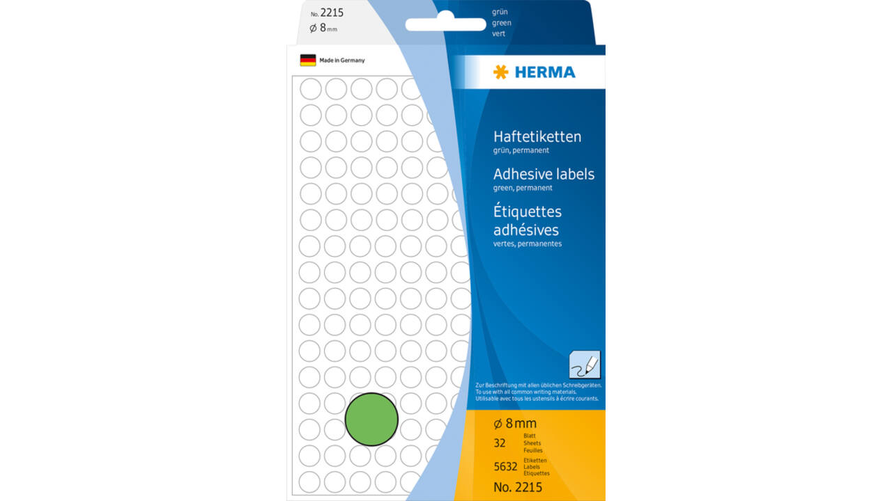 Etiket HERMA 2215 rond 8mm groen 5632 stuks