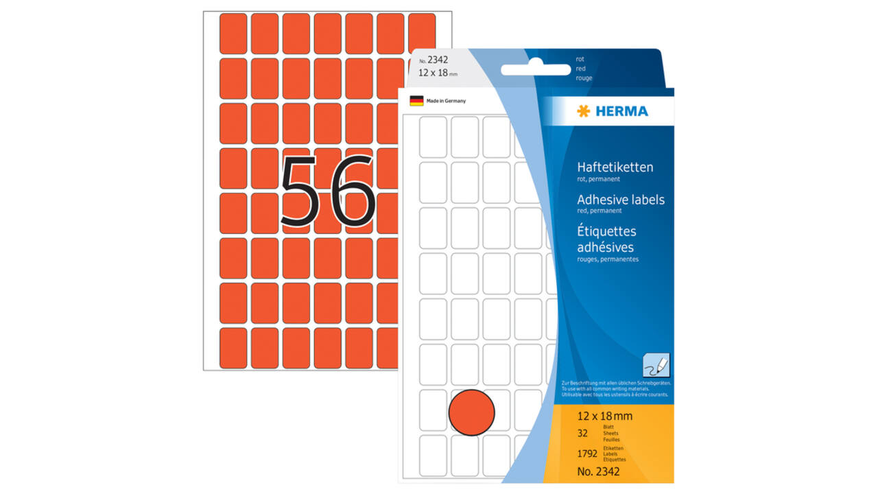 Etiket HERMA 2342 12x18mm rood 1792 stuks