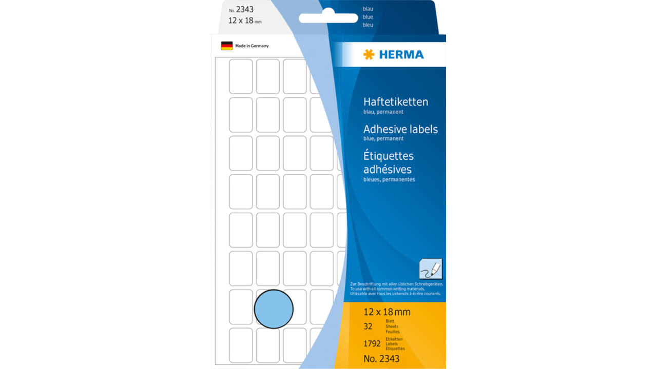 Etiket HERMA 2343 12x18mm blauw 1792 stuks
