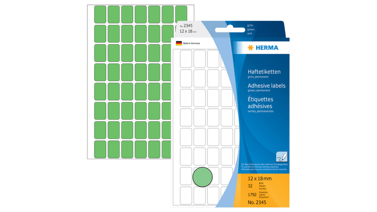 Etiket HERMA 2345 12x18mm groen 1792 stuks