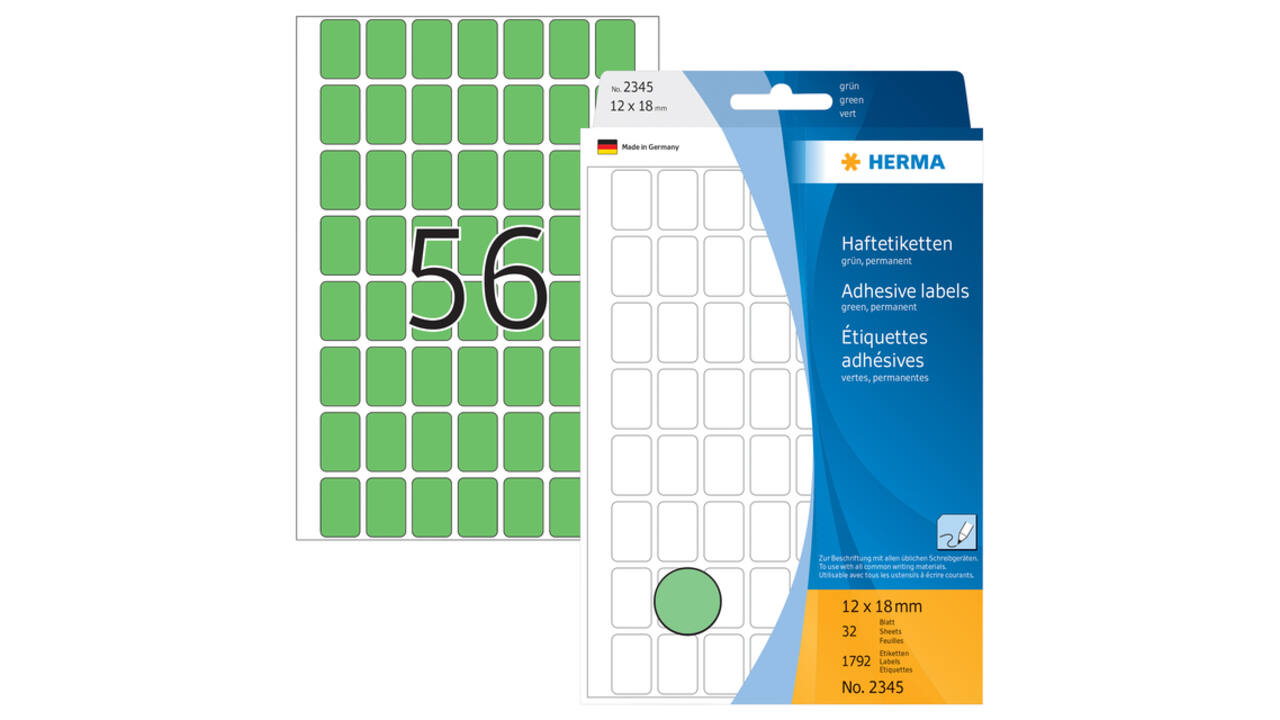 Etiket HERMA 2345 12x18mm groen 1792 stuks