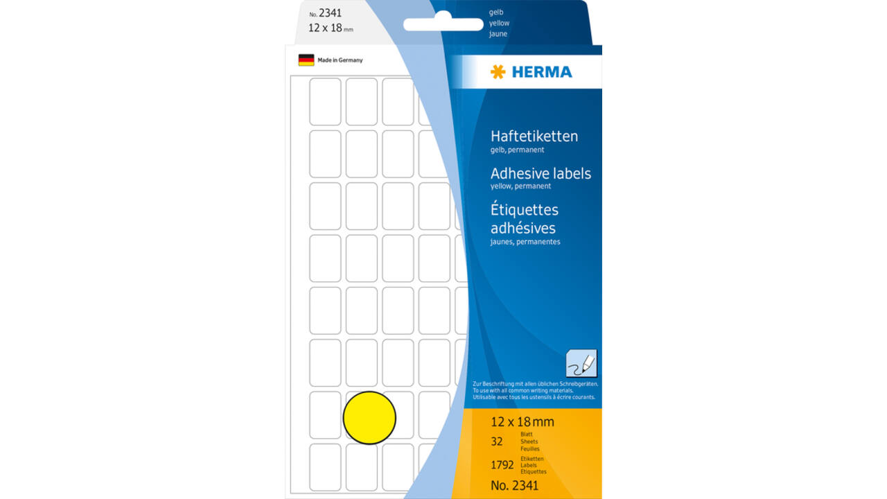 Etiket HERMA 2341 12x18mm geel 1792 stuks