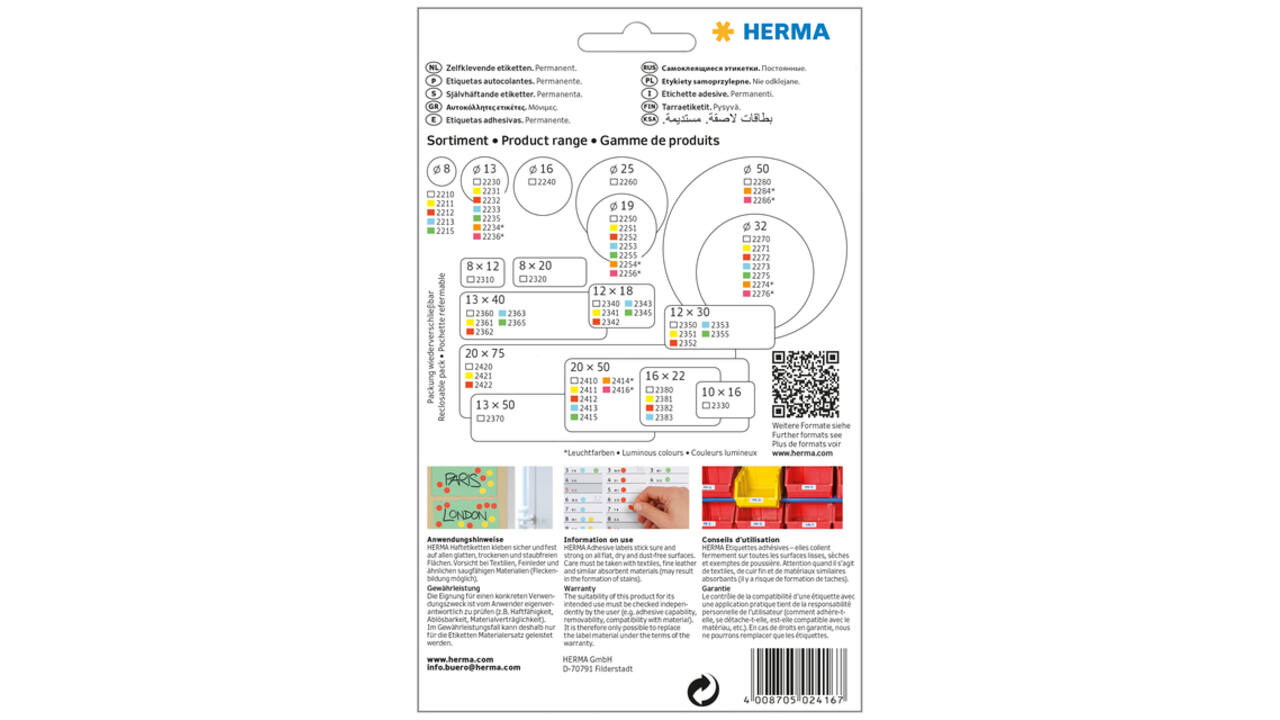 Etiket HERMA 2416 20x50mm fluor rood 360 stuks