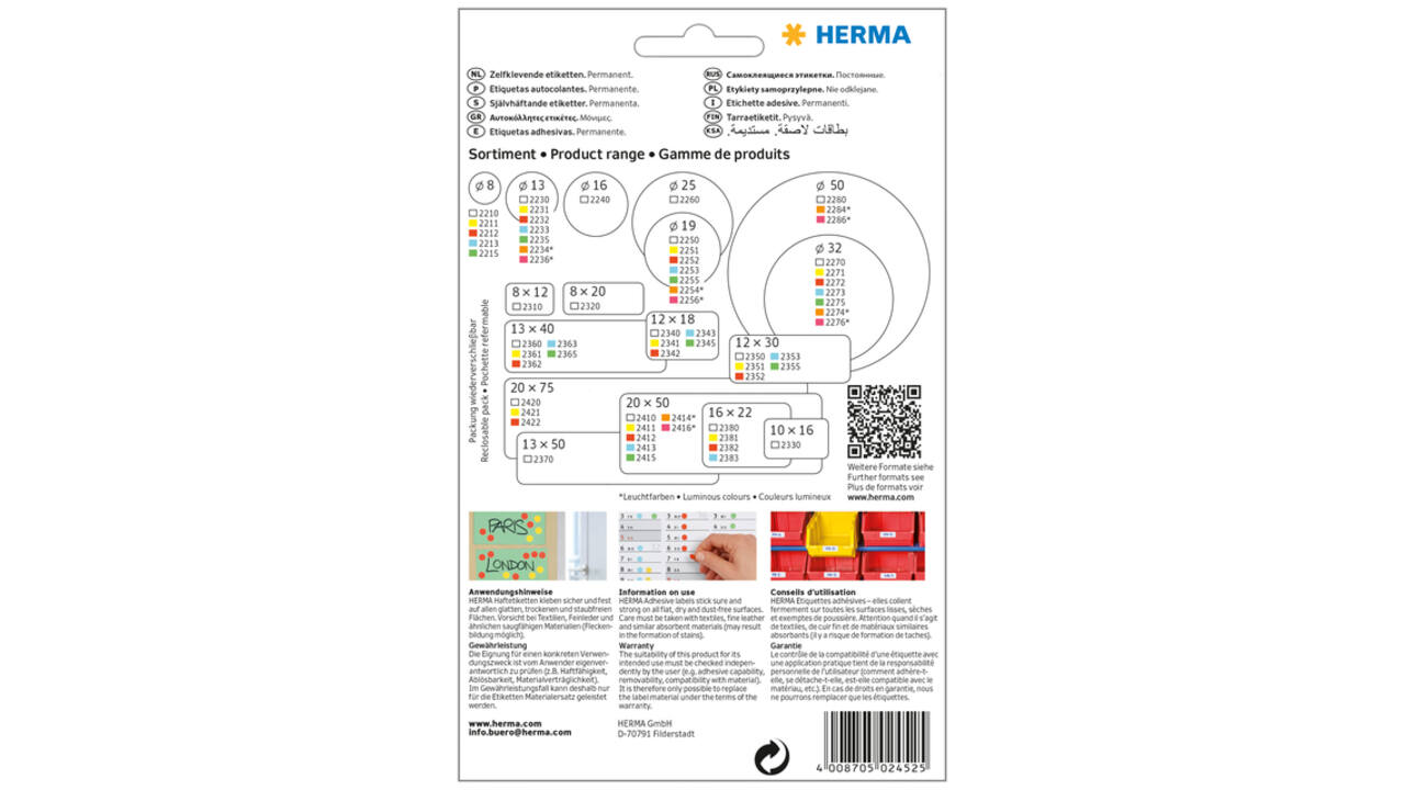 Etiket HERMA 2452 25x40mm rood 512 stuks