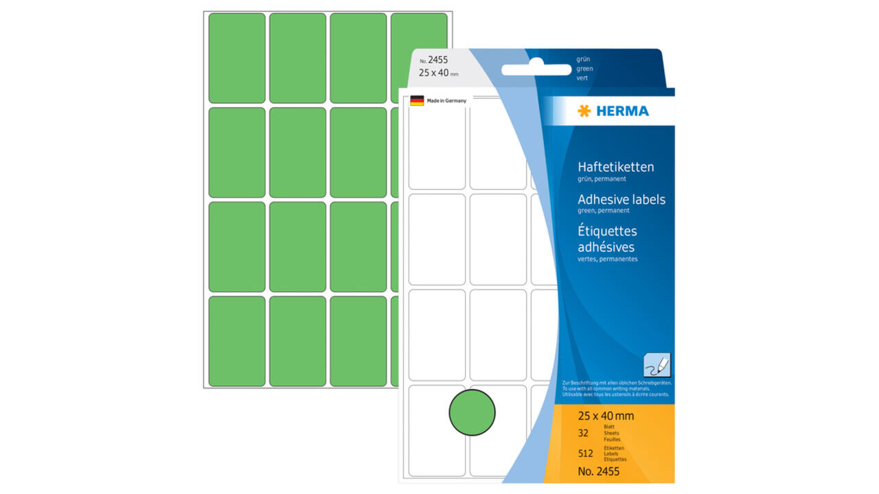 Etiket HERMA 2455 25x40mm groen 512 stuks