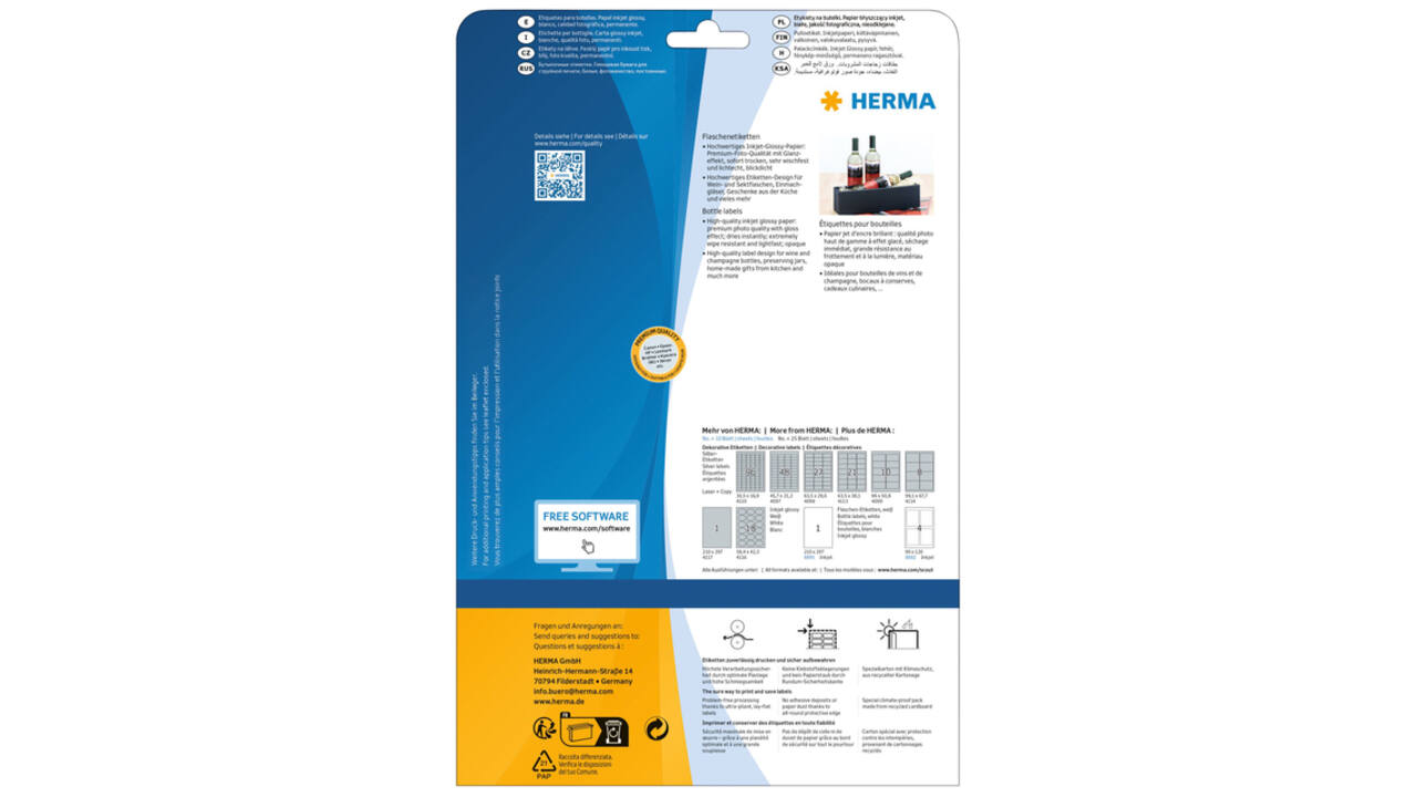 Etiket HERMA 8895 210x297mm A4 glossy wit 10 stuks