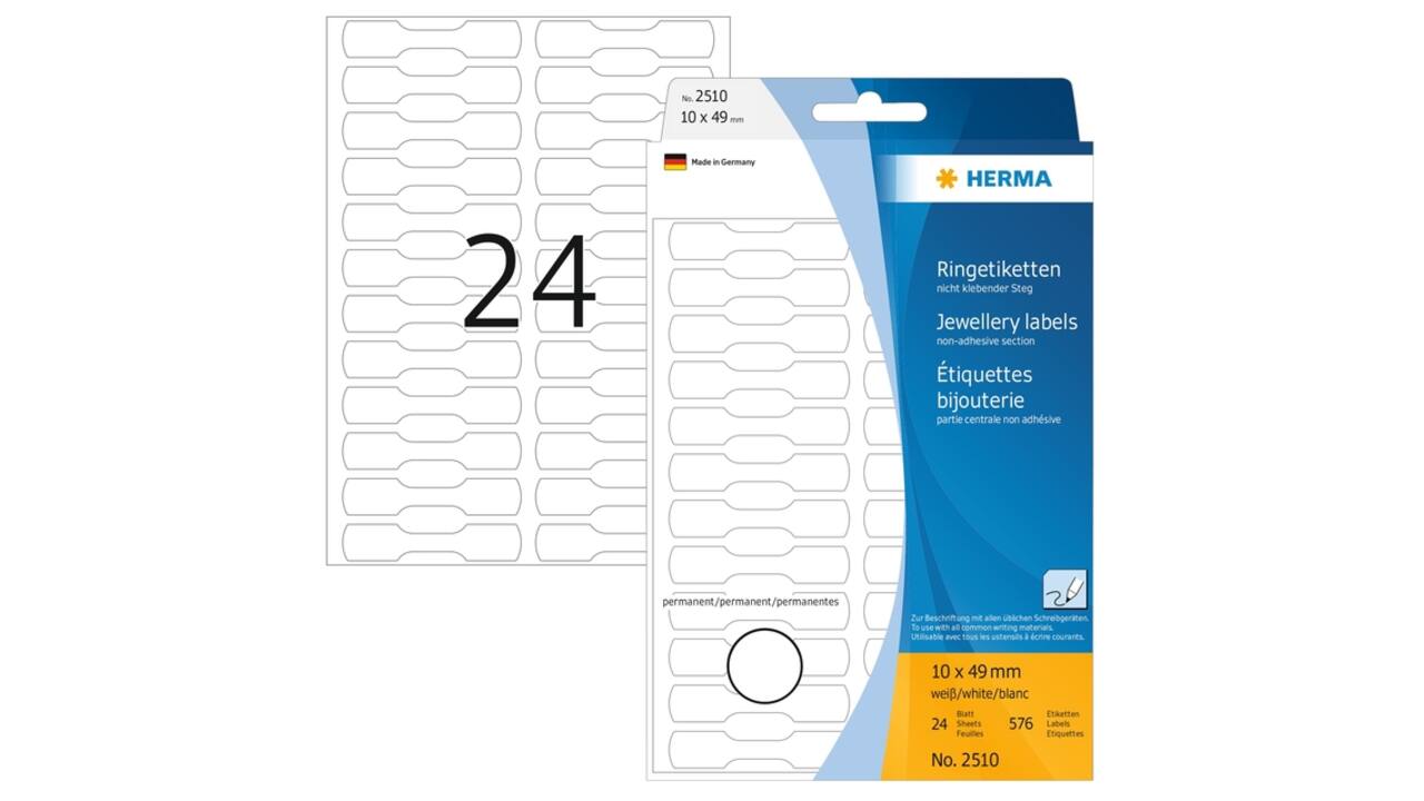 Etiket HERMA 2510 10x49mm wit 576 stuks