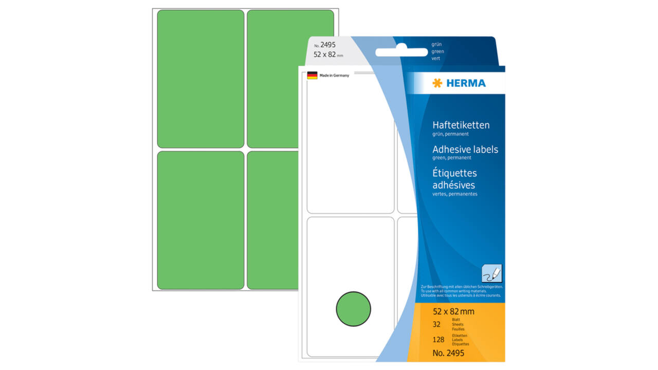 Etiket HERMA 2495 52x82mm groen 128 stuks