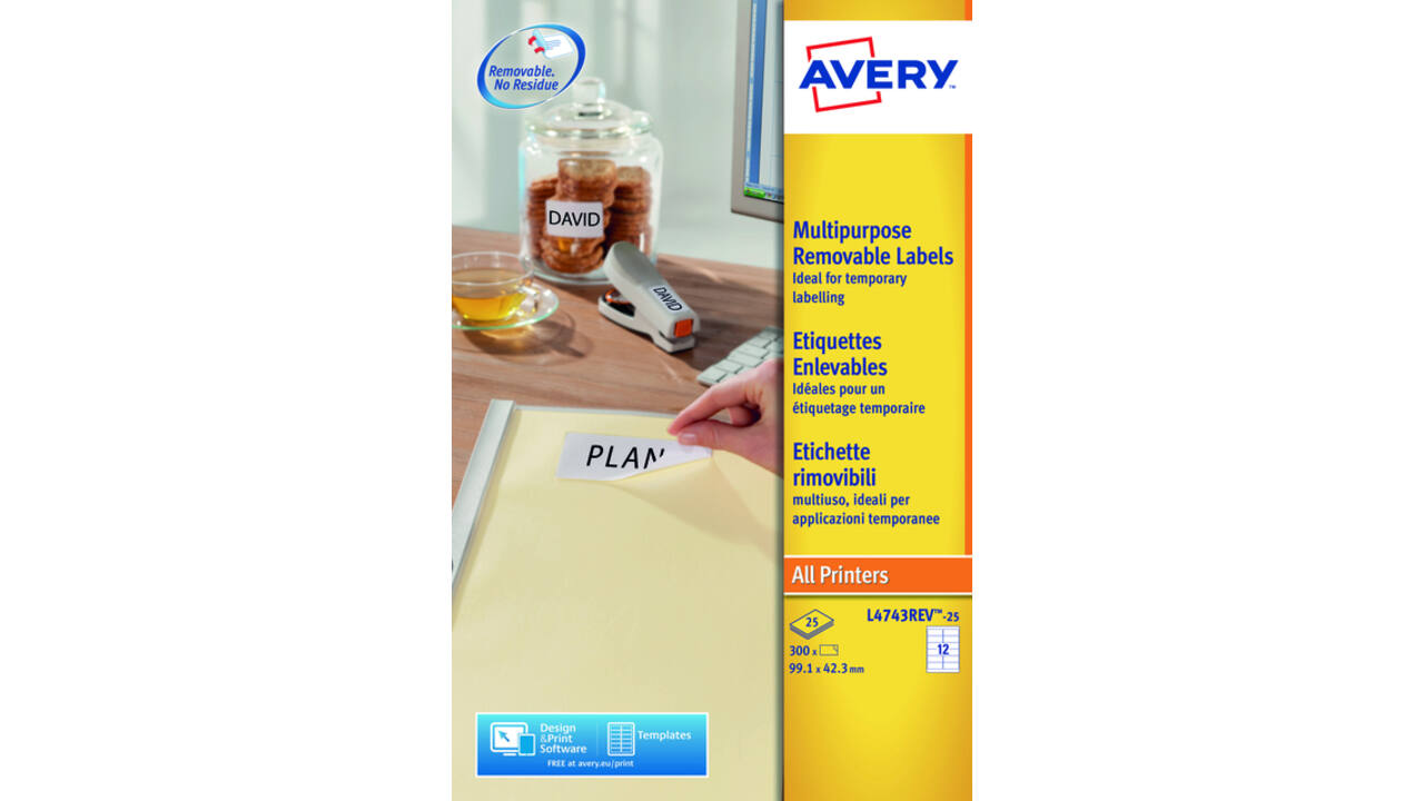 Etiket Avery L4743REV-25 99.1x42.3mm wit 300 stuks