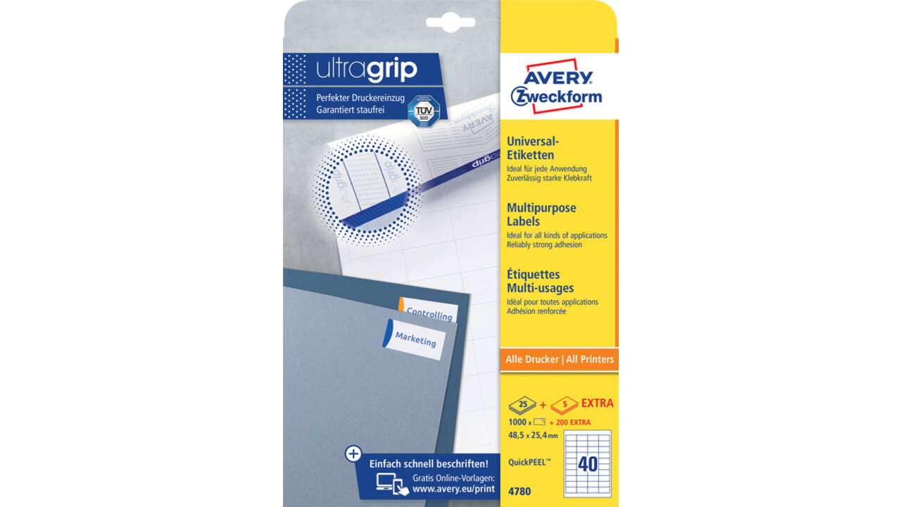 Etiket Avery 4780 48.5x25.4mm wit 1000 stuks
