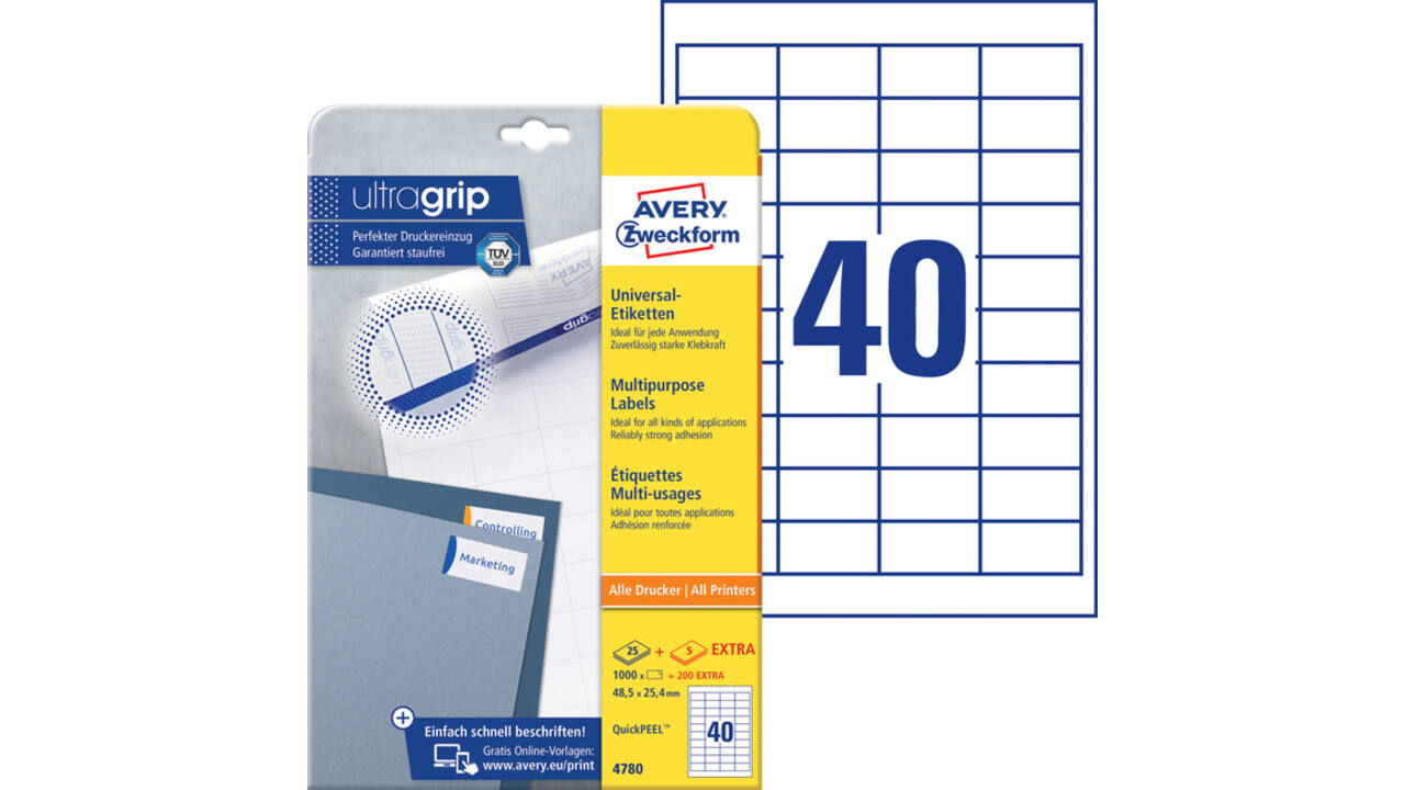 Etiket Avery 4780 48.5x25.4mm wit 1000 stuks